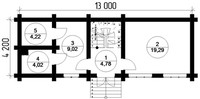 План 1 этажа дома-бани из строганного бревна