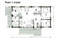 План 1 этажа дома из строганного бревна