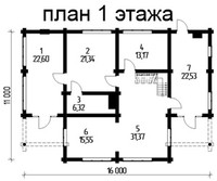 План 1 этажа дома из строганного бревна